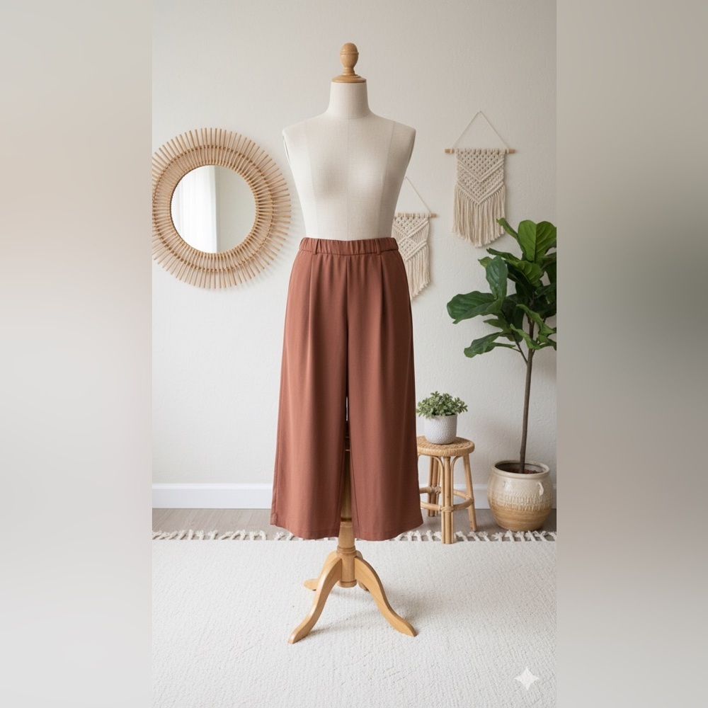Halogen| Nordstrom| Terracotta Sequoia Wide Leg Pull-On Trouser Pants Sz XS - Picture 5 of 5